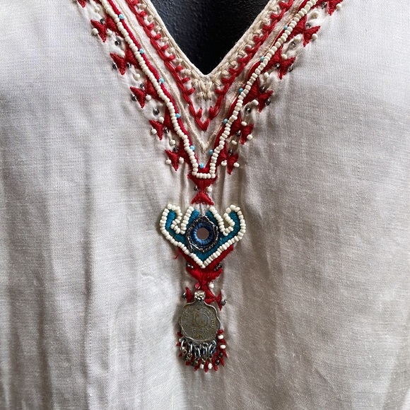 Zara Embroidered Beaded Bell Sleeve Blouse Size Small - Picture 2 of 8